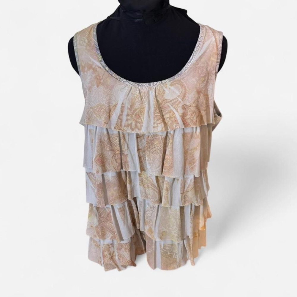 Source Unknown Layered Floral Blouse - Cream and Gold